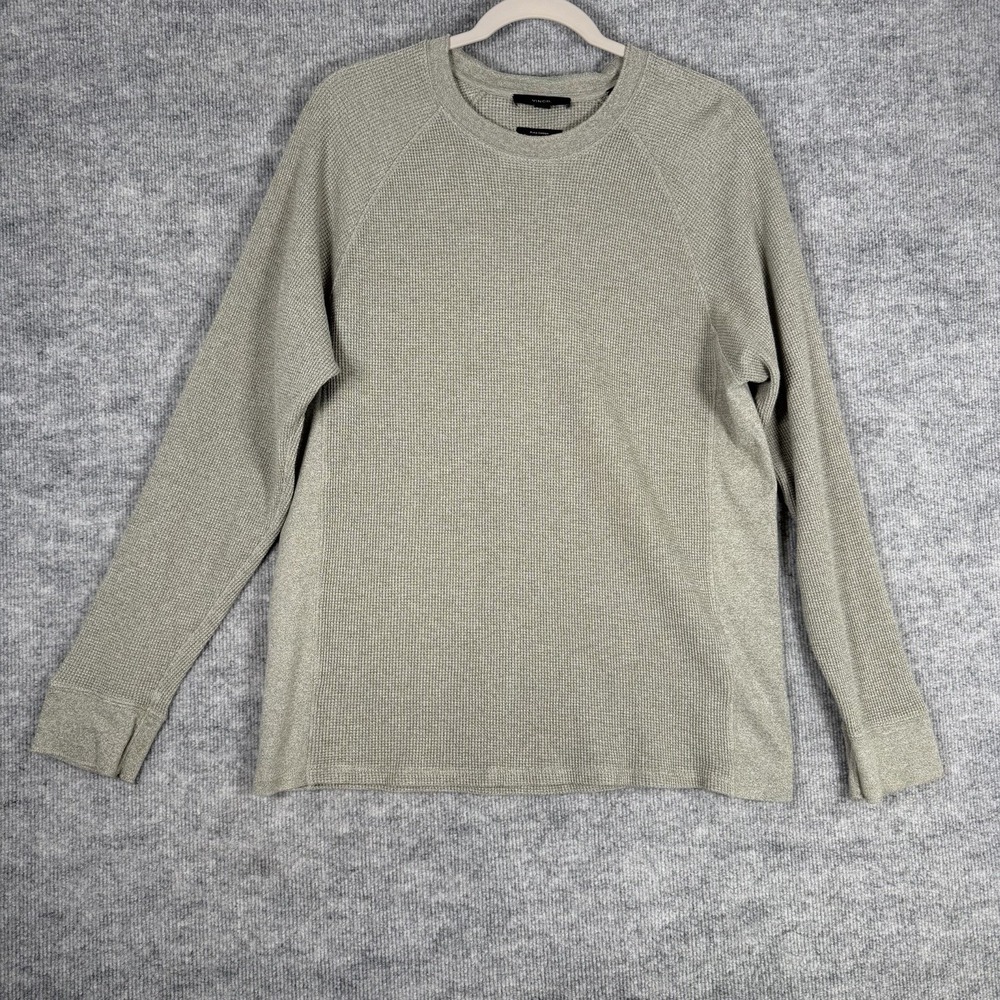Vince Size-L/G Men's Waffle Knit Crewneck Pullover Pima Cotton Long Sleeve